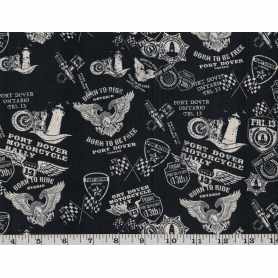 Quilt Cotton 3301-251* Port Dover Motorcycles Hally