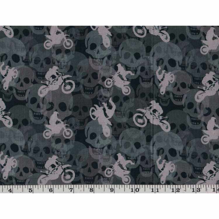 Quilt Cotton 3301-274* Moto Skull