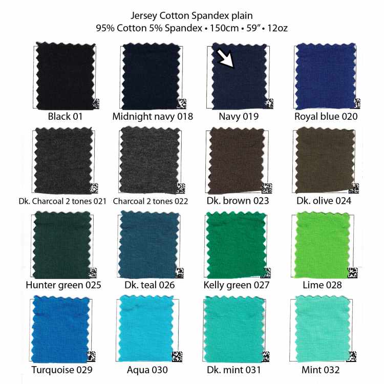 Jersey de Coton Spandex uni 12oz 7215