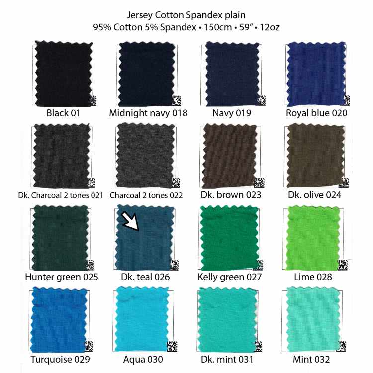 Jersey de Coton Spandex uni 12oz 7215