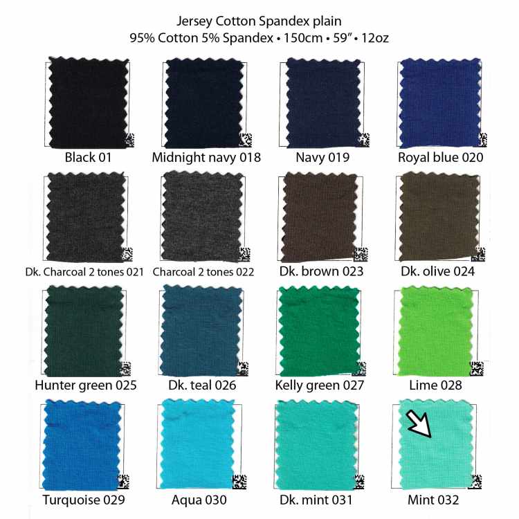 Jersey de Coton Spandex uni 12oz 7215