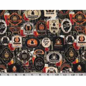 Quilt Cotton 3301-413 Vintage  Beer Plates