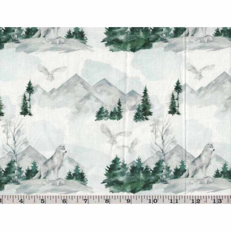 Quilt Cotton 3301-438 Wolves-Snowy Owl