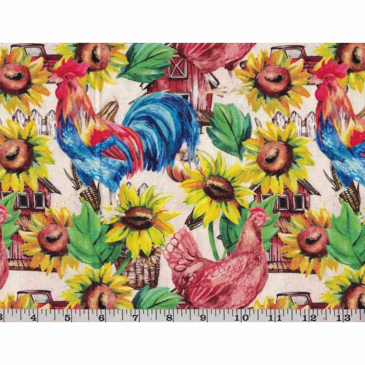 Coton Quilt 3301-445 Ferme- Poules-Coqs