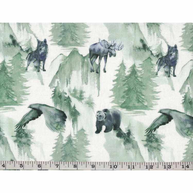 Coton Quilt 3301-544 Orignal-Ours-Loup-Oiseaux