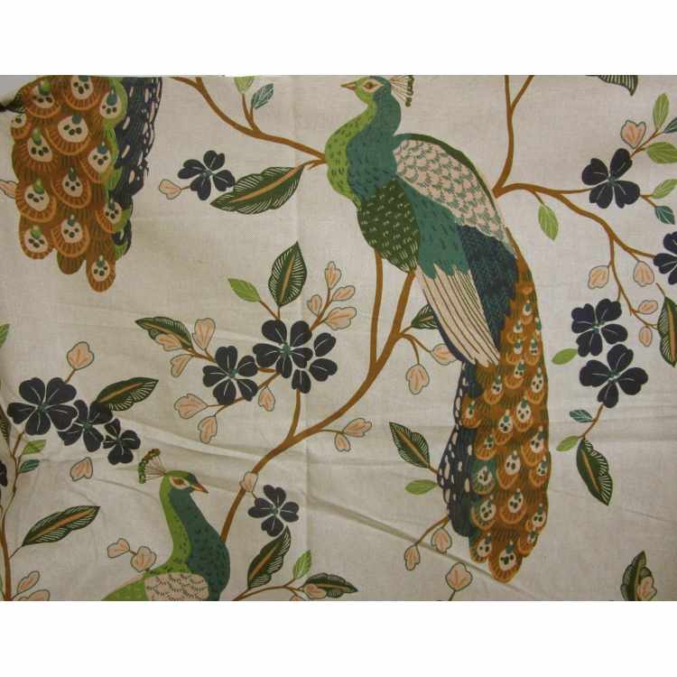 Printed Linen Look BB 5226-3 Peacock Florals