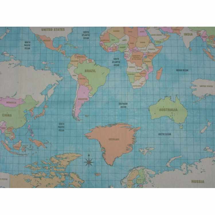 Canevas imprimé BB 5203-107 Carte Du Monde Vintage