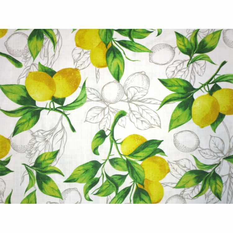 Printed Canvas  Linen Look Stof 5507- 01Citron